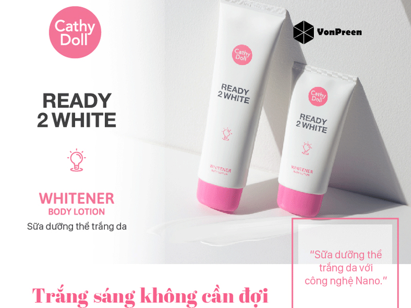 Quà sinh nhật Online cho gấu ý nghĩa dưỡng thể trắng da Cathy Doll Ready 2 White