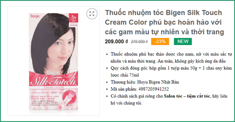 Thuốc nhuộm tóc Bigen Silk Touch Cream Color ở An Giang