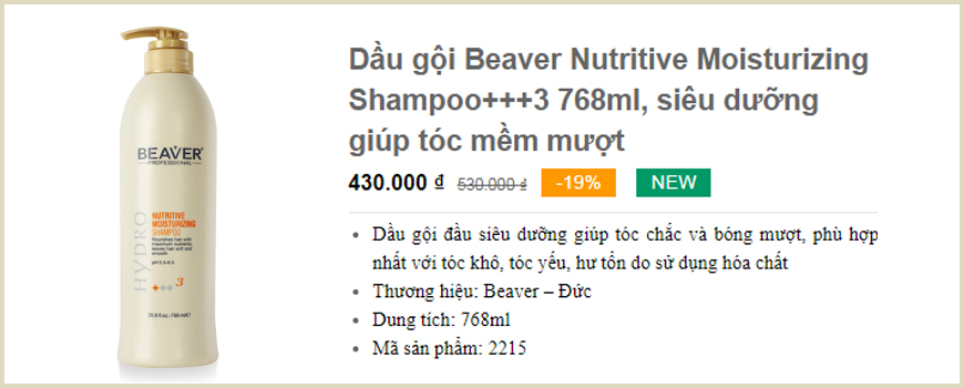 Dầu gội Beaver Nutritive Moisturizing Shampoo+++3 768ml