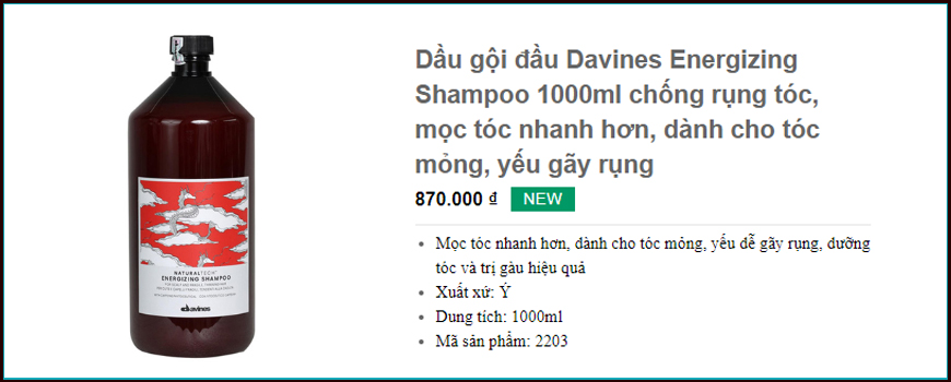 Dầu gội đầu Davines Energizing Shampoo 1000ml