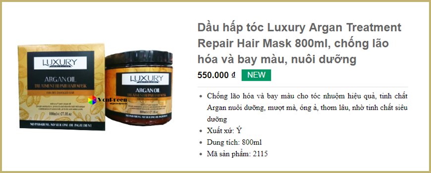 Dầu hấp tóc Luxury Argan Treatment Repair Hair Mask 800ml
