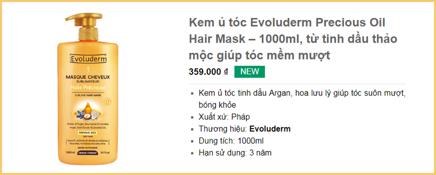 Kem ủ tóc Evoluderm Precious Oil Hair Mask – 1000ml