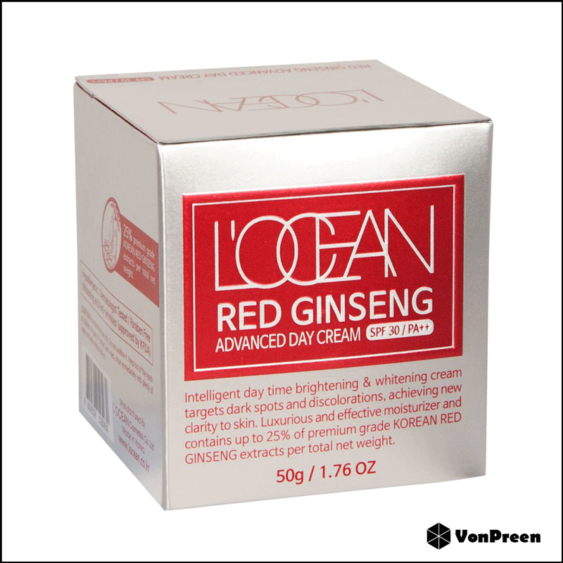 Kem hồng sâm Locean Red Ginseng Advanced Day Cream - 50g chống lão hóa, dưỡng ẩm trắng da ban ngày SPF 30/PA++