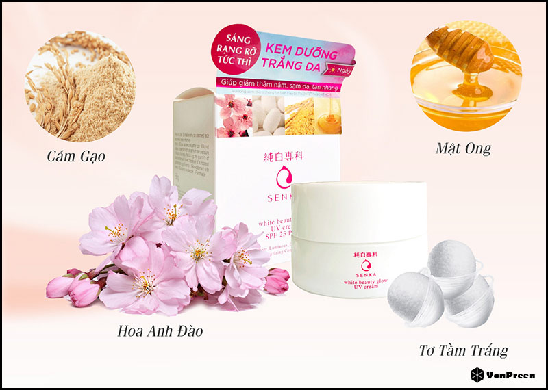Kem dưỡng trắng da ban ngày Senka White Beauty Glow UV Cream – 50g 