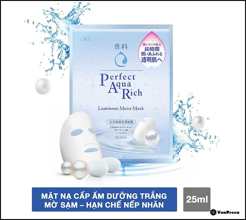 Mặt nạ giấy Senka Perfect Aqua Rich Luminous Moist Mask – 1 miếng