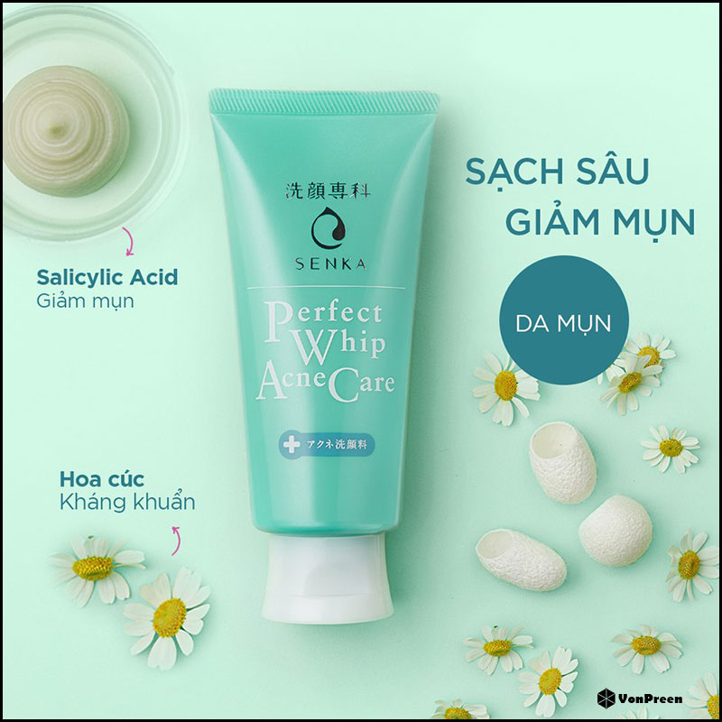 Sữa rửa mặt cho da mụn Senka Perfect Whip Acne Care - 100g