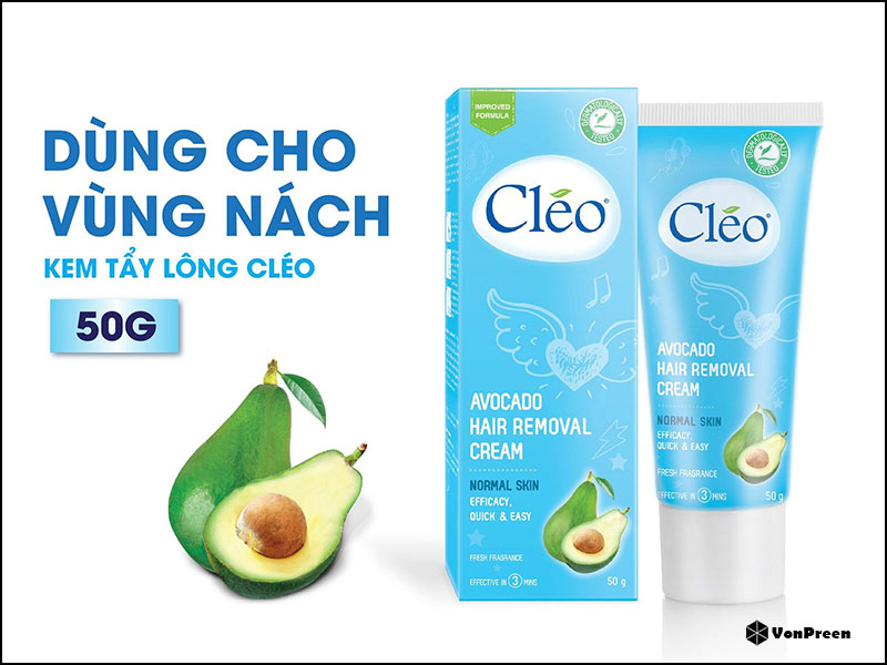 Kem tẩy lông cho da thường Cleo Avocado Hair Removal Cream Normal Skin - 50g