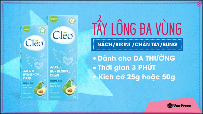 Kem tẩy lông cho da thường Cleo Avocado Hair Removal Cream Normal Skin - 50g