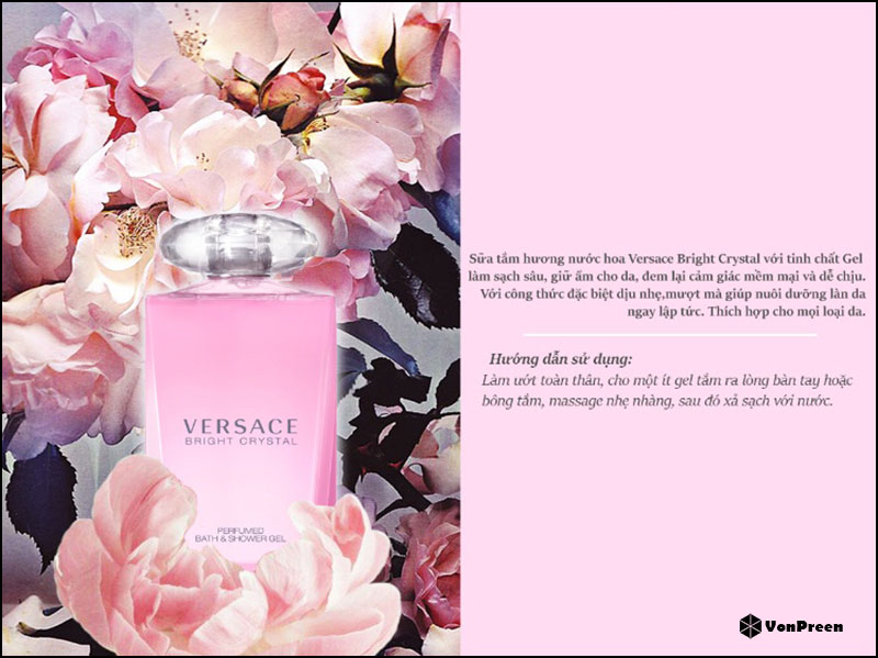 Sữa tắm hương nước hoa nữ Versace Bright Crystal Bath And Shower Gel - 200ml