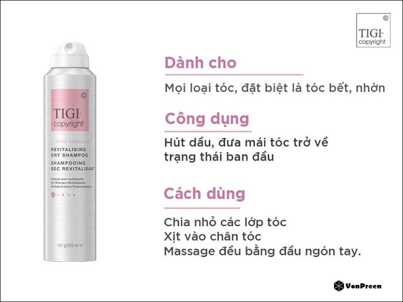 Dầu gội khô Tigi Copyright Custom Complete Revitalising Dry Shampoo - 250ml
