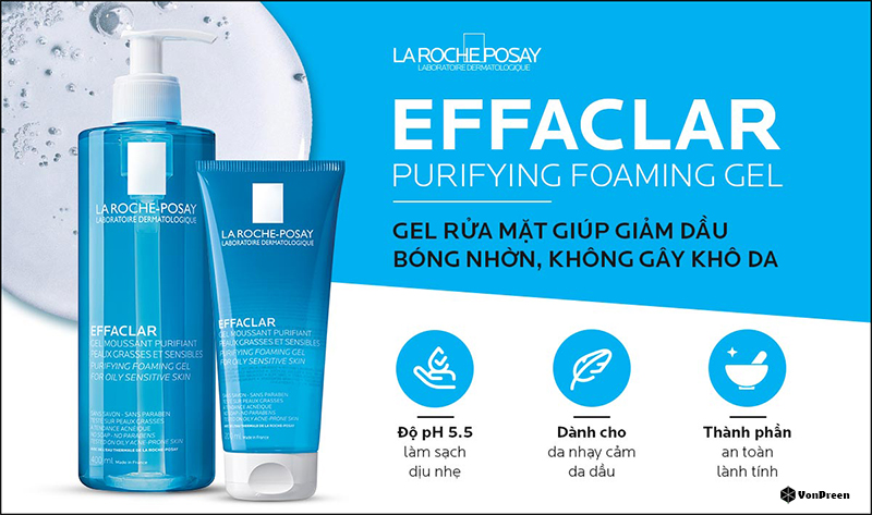 Không rửa mặt trước khi đi ngủ-Gel rửa mặt La Roche-Posay Effaclar Purifying Foaming