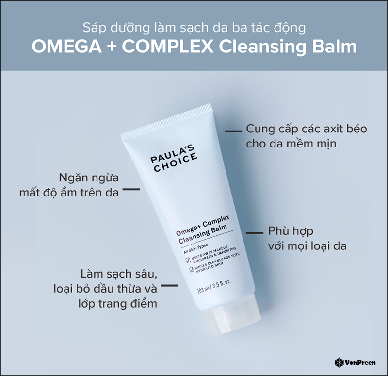 Rửa mặt bằng nước ấm-Sáp làm sạch Paula’s Choice Omega + Complex Cleansing Balm