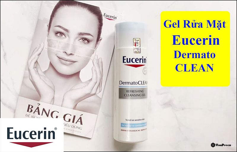 Bảng thành phần của sữa rửa mặt eucerin - Gel rửa mặt Eucerin Dermato Clean Refreshing Cleansing Gel