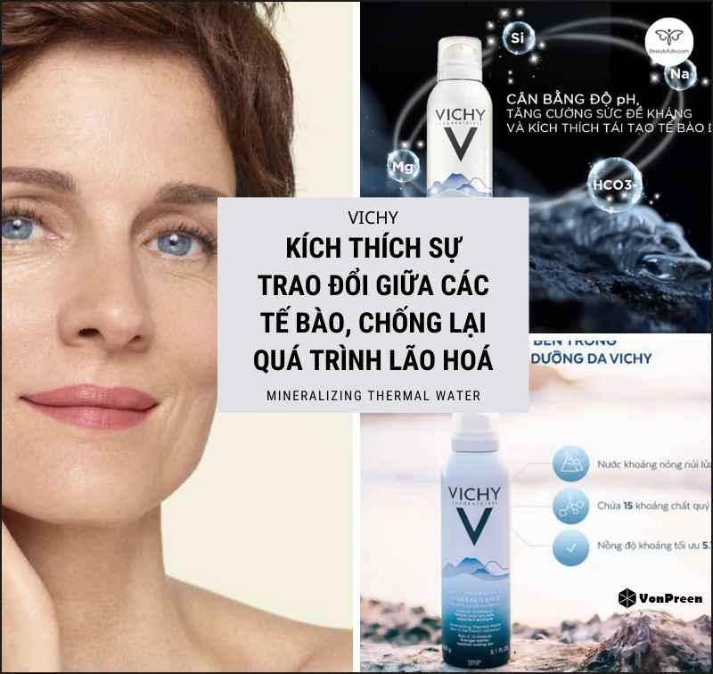 Sản phẩm của Vichy có thực sự tốt không? Đánh giá top 5 sản phẩm bán chạy nhất tại Vichy.-Xịt khoáng Vichy Mineralizing Thermal Water.
